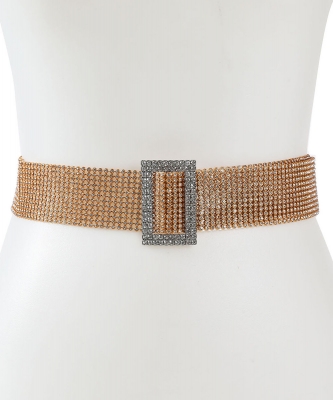 Rhinestone Fashion Belt W/ Square Buckle BT320040 GOLD